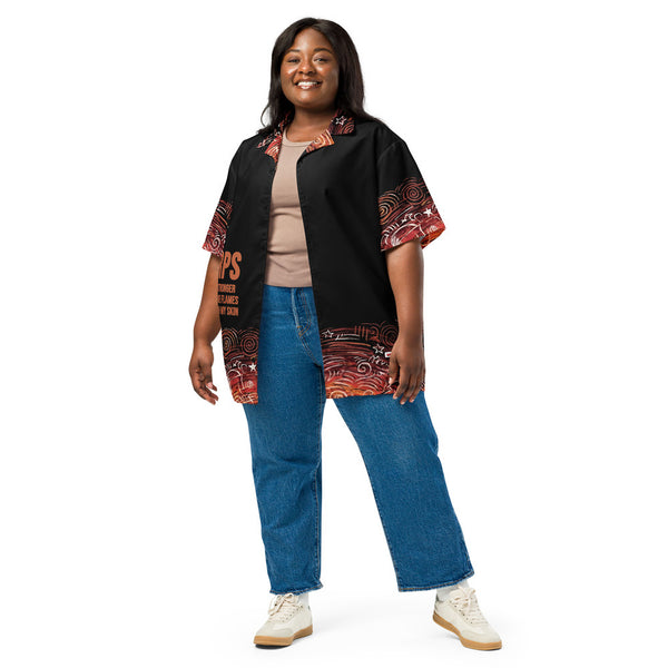 ILLTOCHILL CRPS awareness Complex Regional Pain Syndrome support Unisex button shirt – Women's 3 Front (Black)