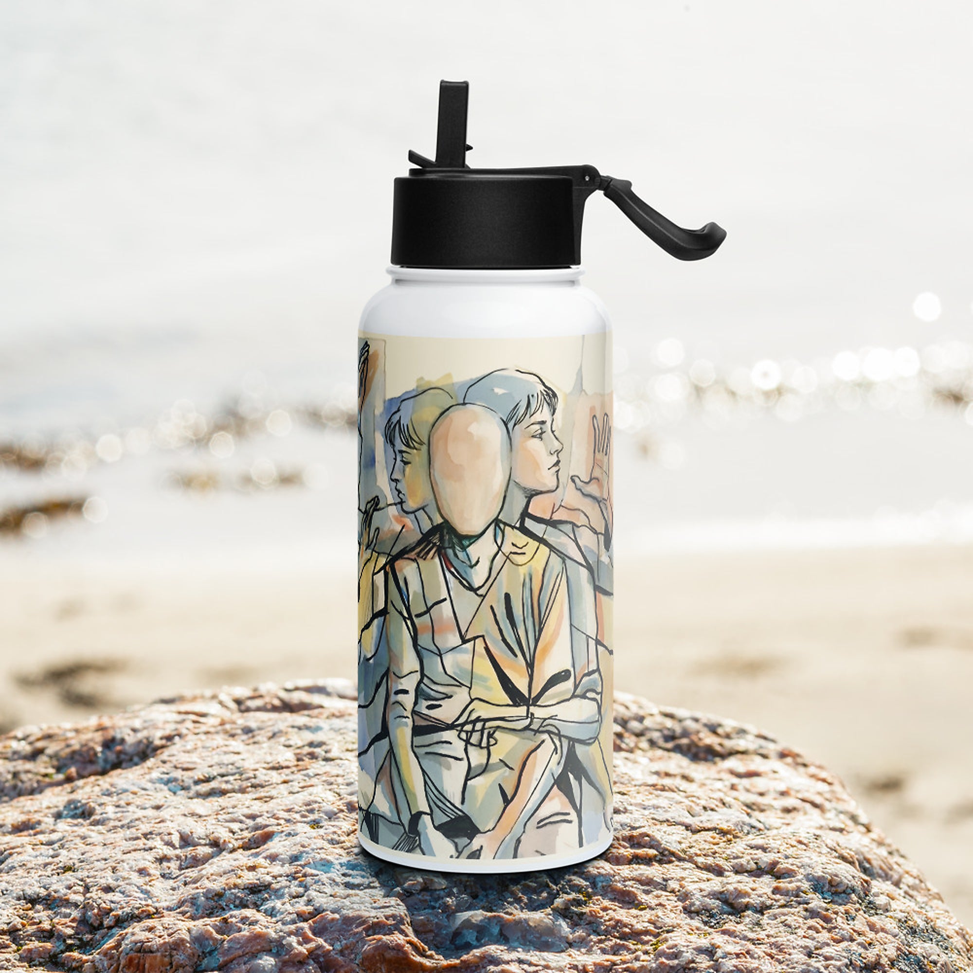 ILLTOCHILL Tourette syndrome awareness TS gift Stainless steel water bottle with a straw lid – Lifestyle 3 Left