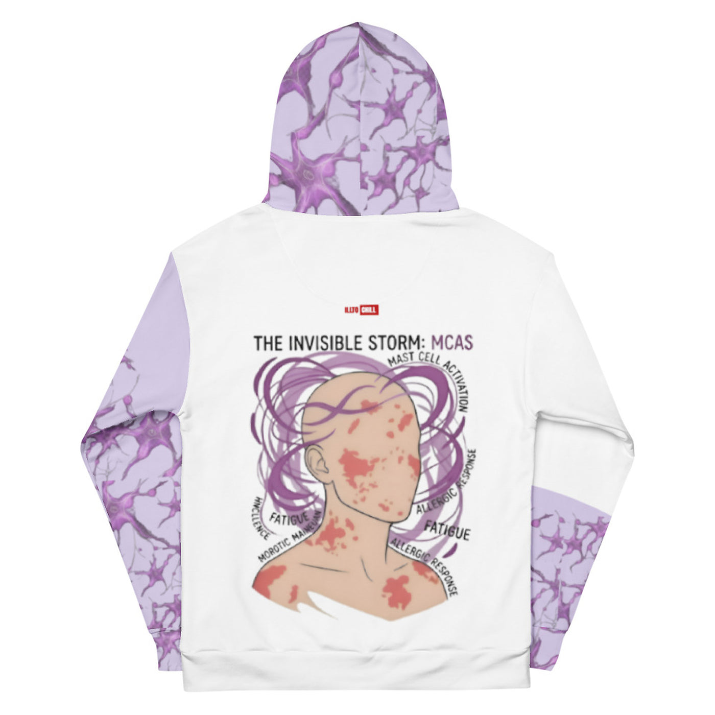 ILLTOCHILL MCAS awareness Mast cell activation syndrome gift unisex cotton hoodie – Flat Back (White)