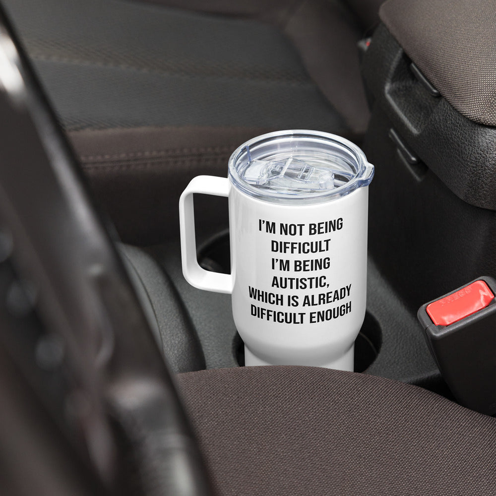 ILLTOCHILL Autism awareness puzzle gift Travel mug with a handle – Lifestyle Right