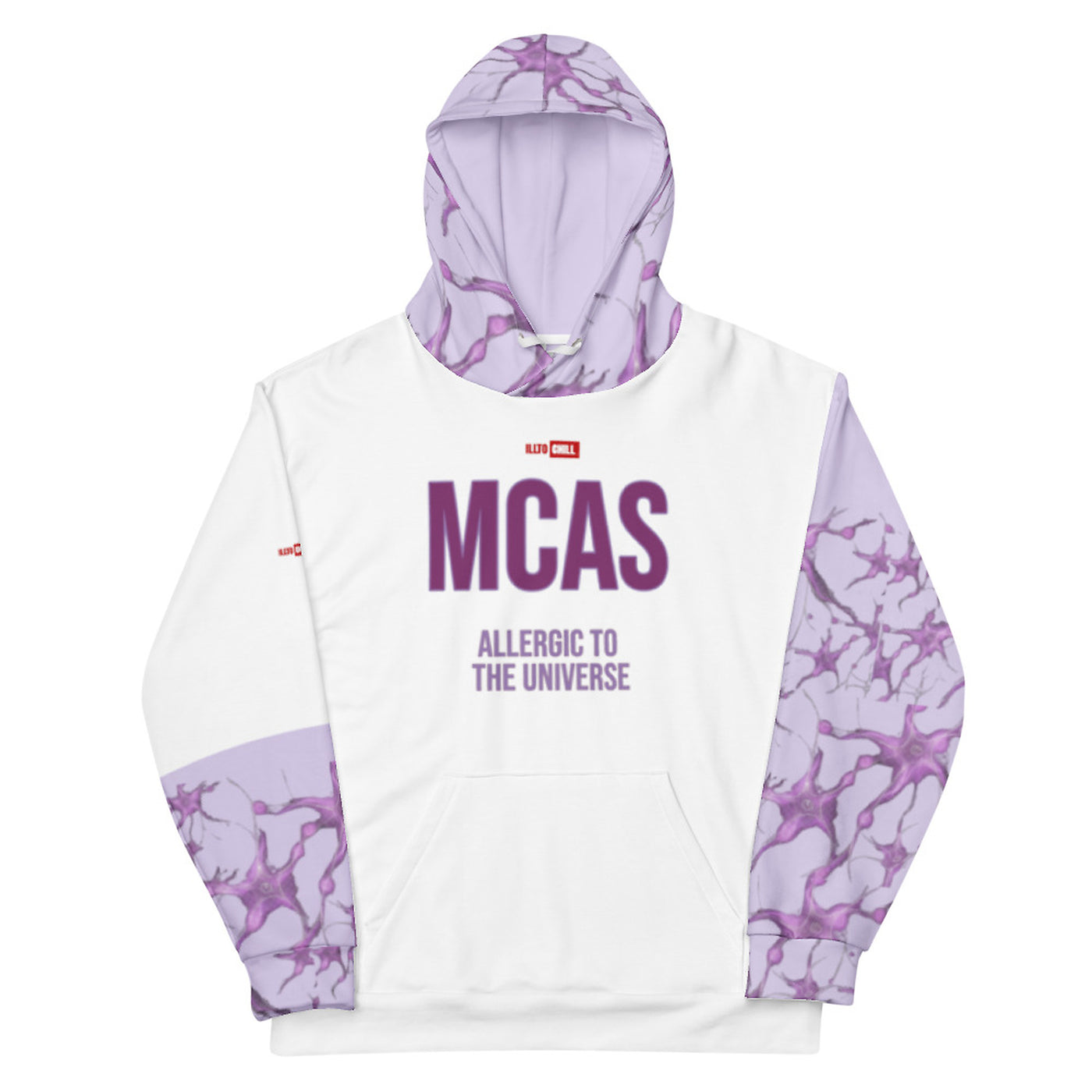 ILLTOCHILL MCAS awareness Mast cell activation syndrome gift unisex cotton hoodie – Flat Front (White)