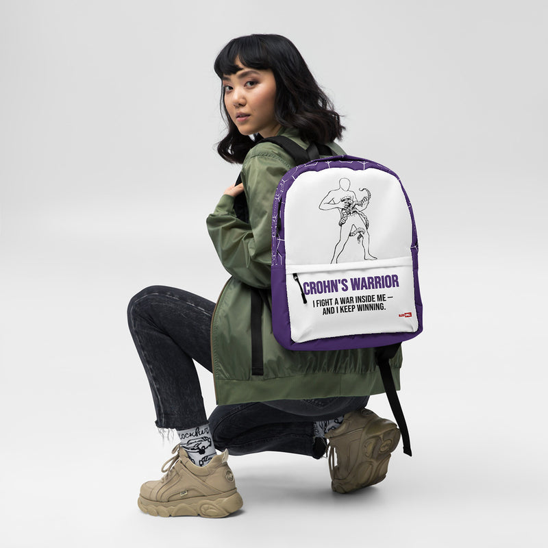 ILLTOCHILL Crohn's Disease Awareness Backpack – Women's Front (Clear)