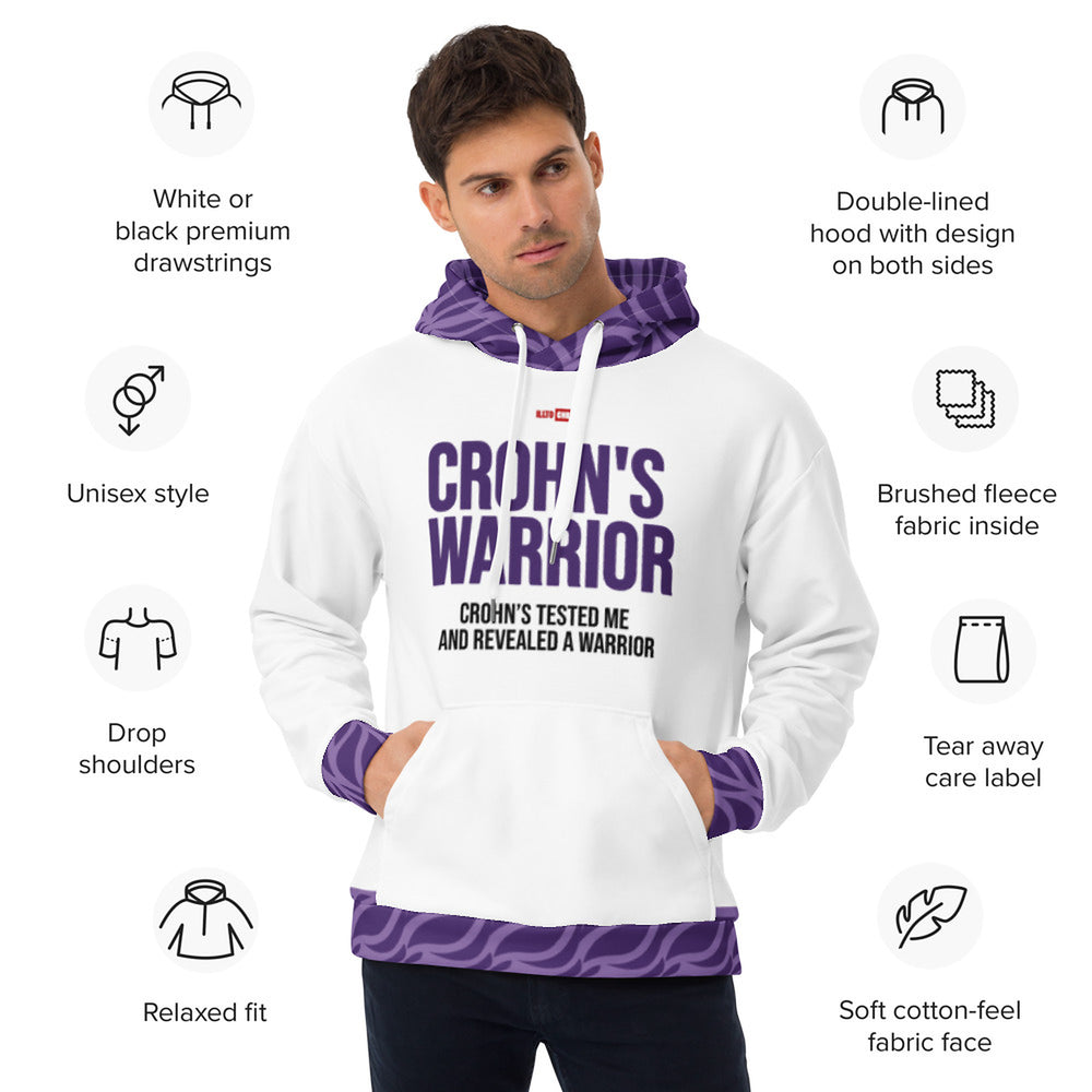 ILLTOCHILL Crohn's disease awareness and support gift heavyweight unisex hoodie – Product specs Front (White)