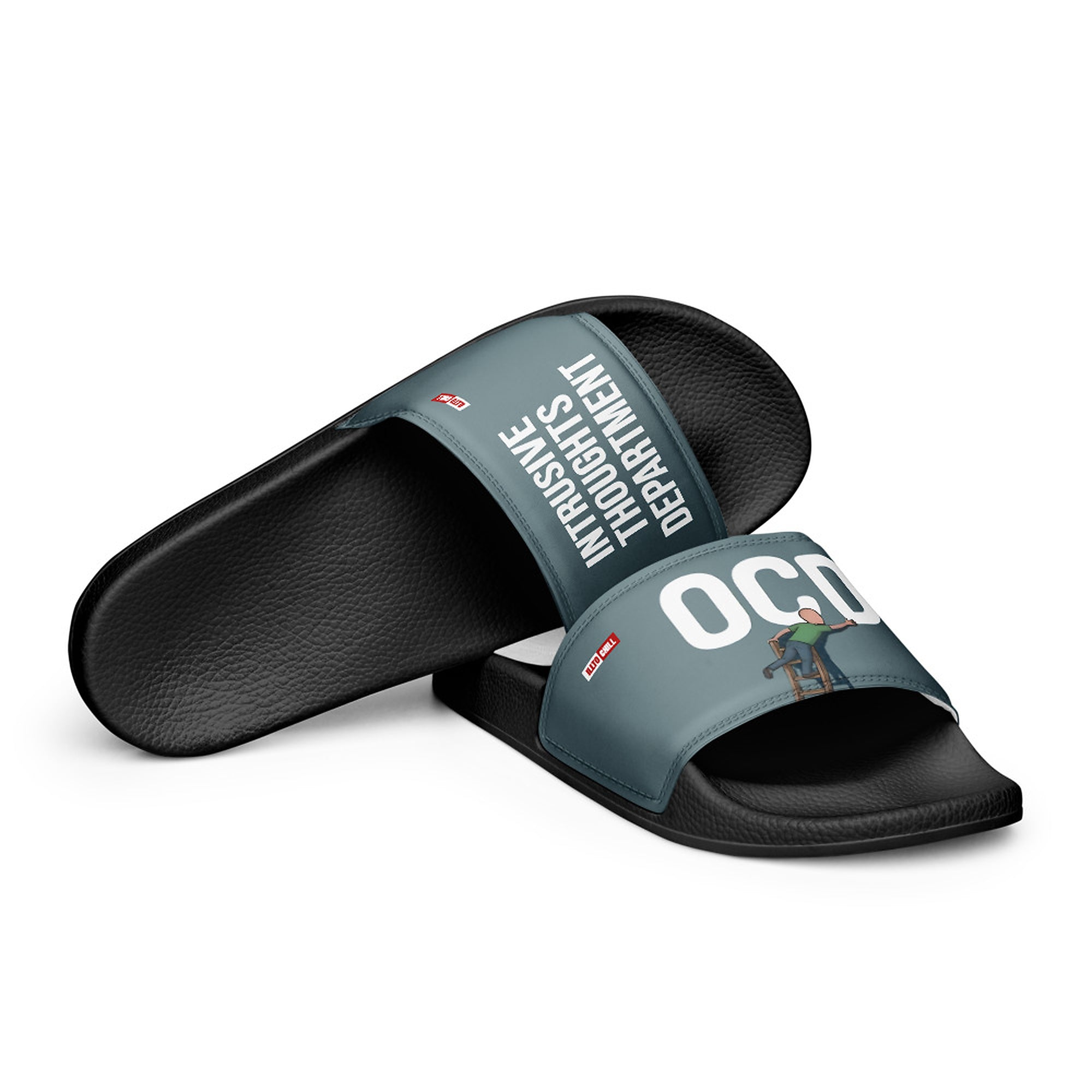 ILLTOCHILL OCD Awareness Women's Slides – Flat 4 Front (Ocd Awareness Women's Slides)