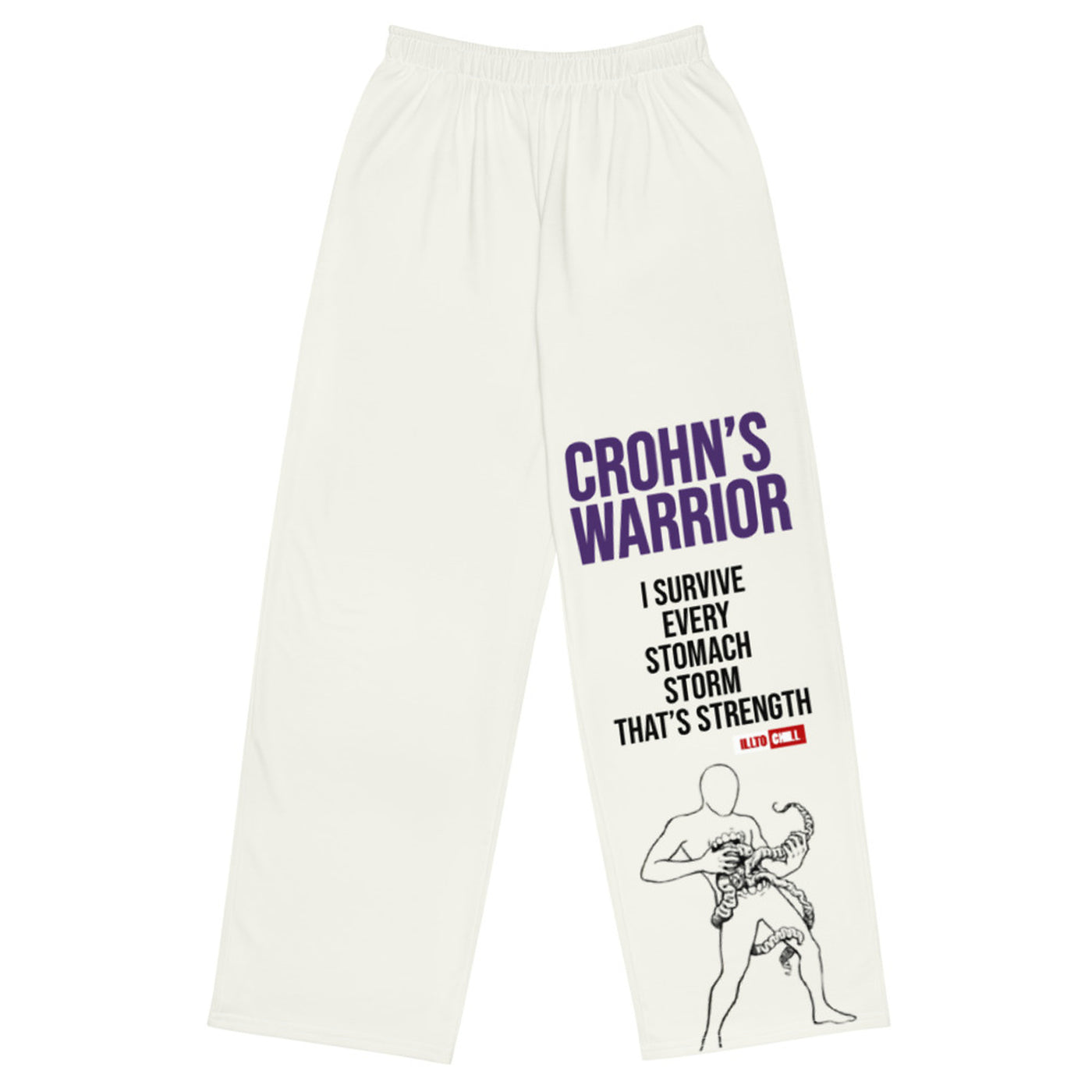 ILLTOCHILL Crohn's Disease Awareness Pants – Flat Front (White)