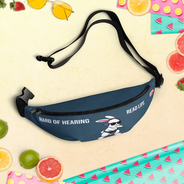 ILLTOCHILL Hard of Hearing Awareness Fanny Pack – Spring/summer vibes Front (Black)