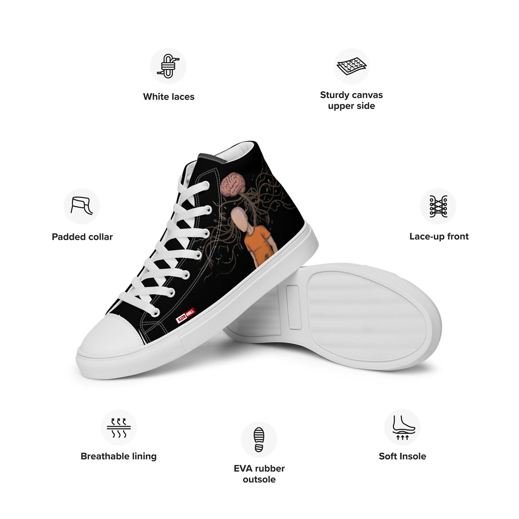 ILLTOCHILL MS Awareness Women's High Top Shoes – Product specs Left (Ms Awareness Women's High Top Shoes)