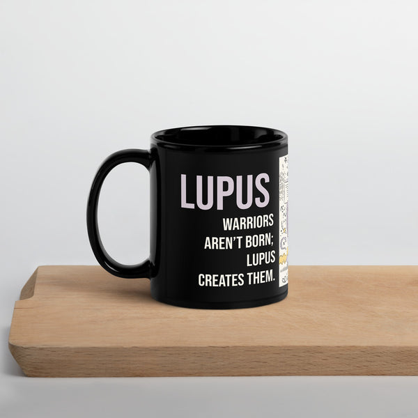 ILLTOCHILL Lupus awareness gift Black Glossy Mug – Lifestyle 3 Handle on Left