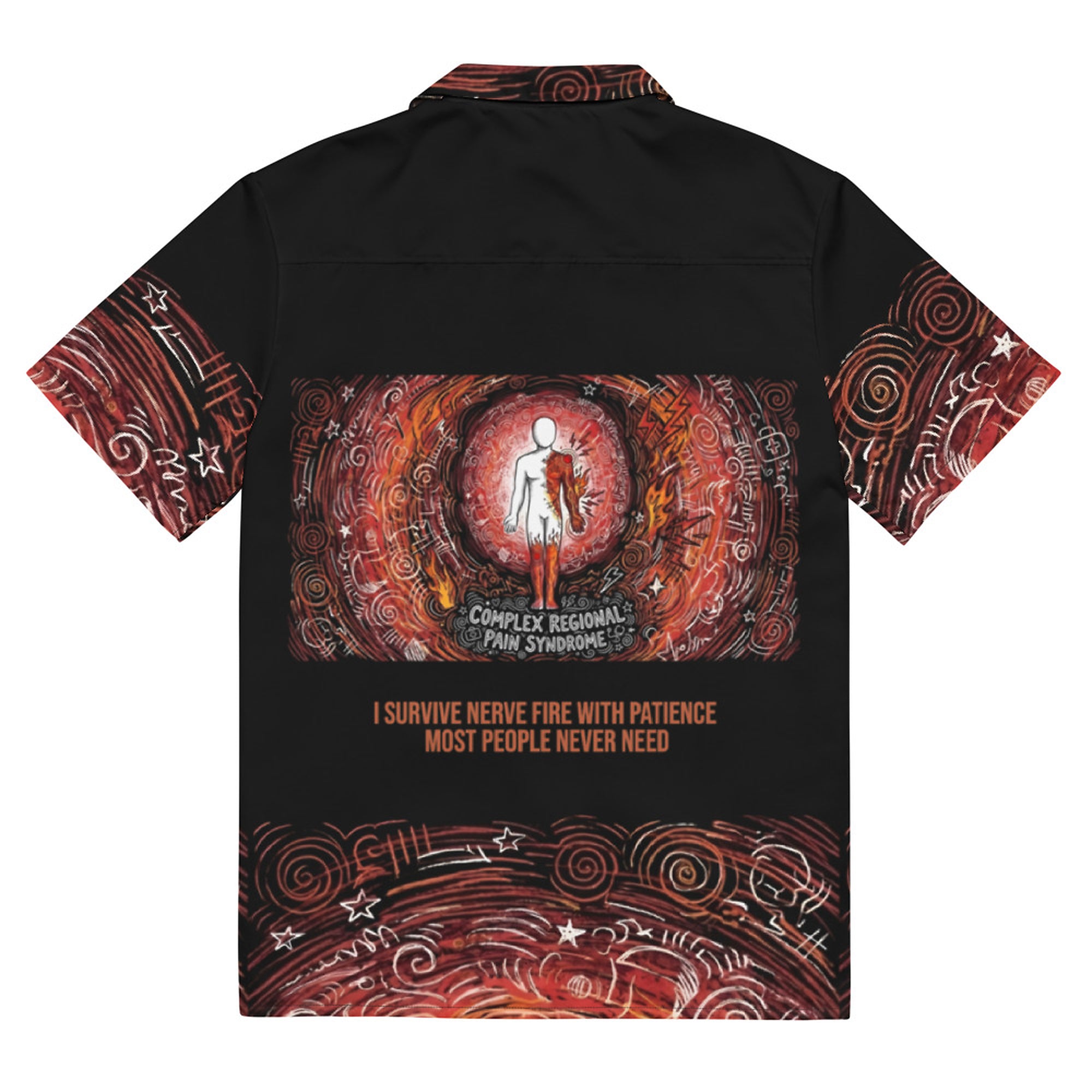 ILLTOCHILL CRPS awareness Complex Regional Pain Syndrome support Unisex button shirt – Flat Back (Black)
