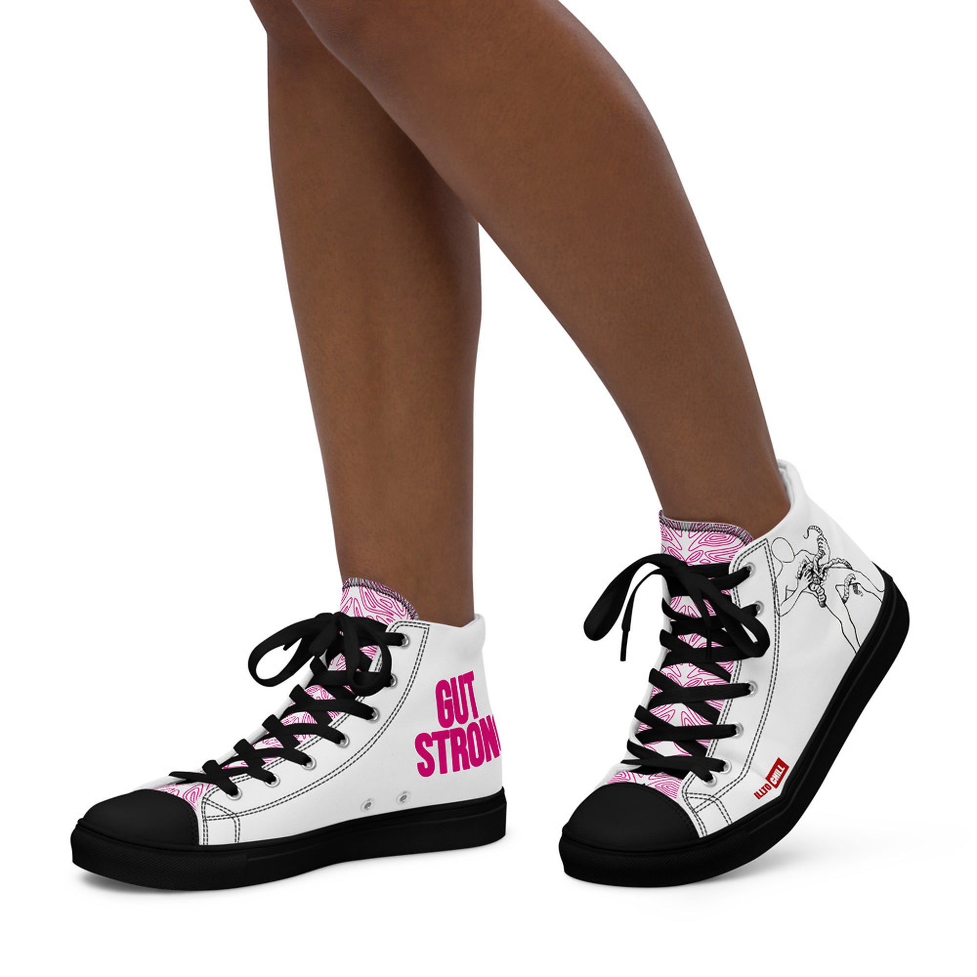 ILLTOCHILL Crohn's Disease Awareness Women's High Top Shoes – Women's Left (Crohn's Disease Awareness Women's High Top Shoes)