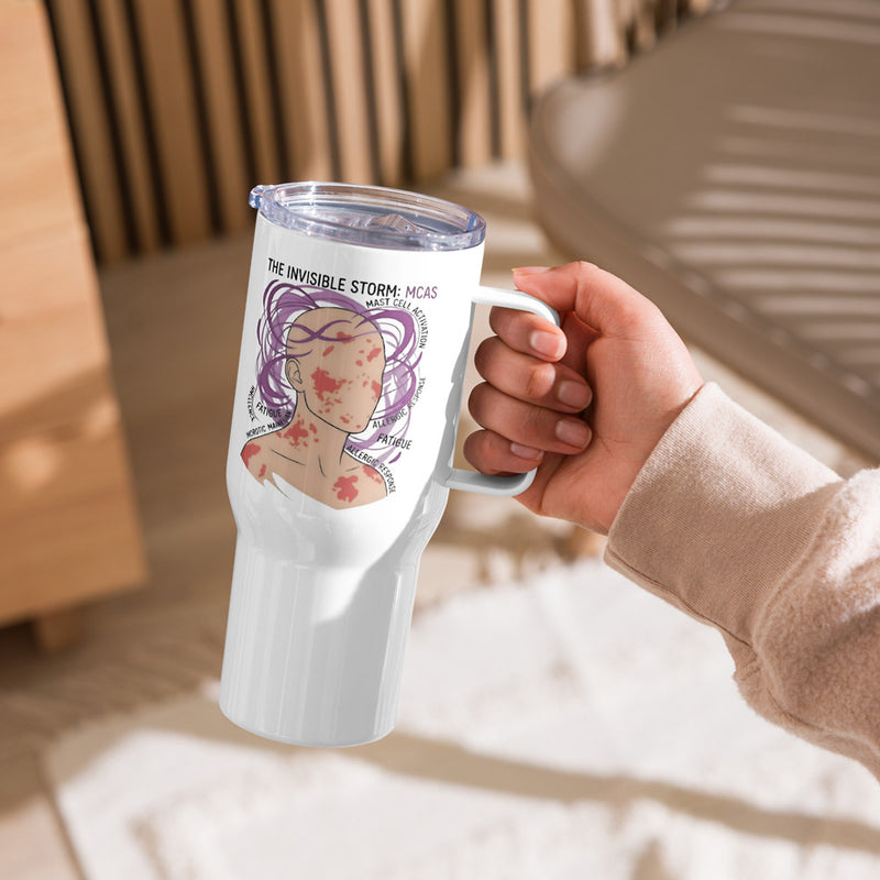 ILLTOCHILL MCAS awareness Mast cell activation syndrome gift Travel mug with a handle – Lifestyle 7 Left