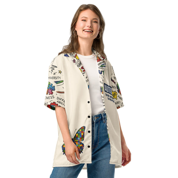 ILLTOCHILL Autism awareness and support Neurodiversity Unisex button shirt – Women's 2 Front 2 (Black)