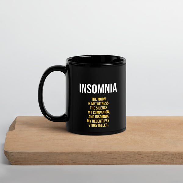 ILLTOCHILL Insomnia Night Owl Black Glossy Mug – Lifestyle 3 Handle on Left