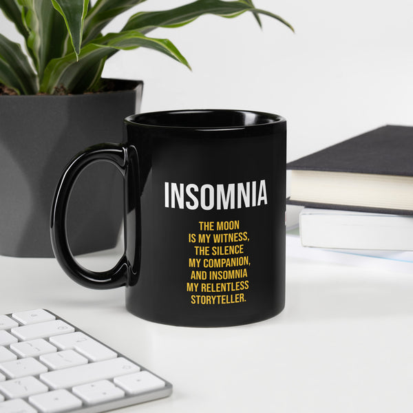 ILLTOCHILL Insomnia Night Owl Black Glossy Mug – Lifestyle 2 Handle on Left