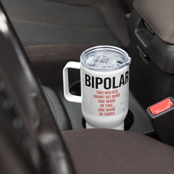 ILLTOCHILL Bipolar disorder gift Travel mug with a handle – Lifestyle Right