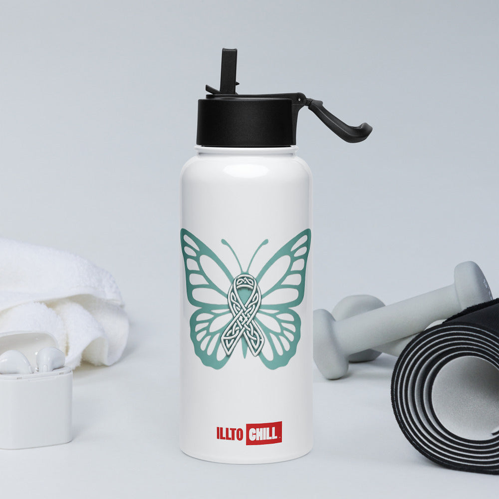 ILLTOCHILL POTS awareness gift Stainless steel water bottle with a straw lid – Lifestyle 2 Left
