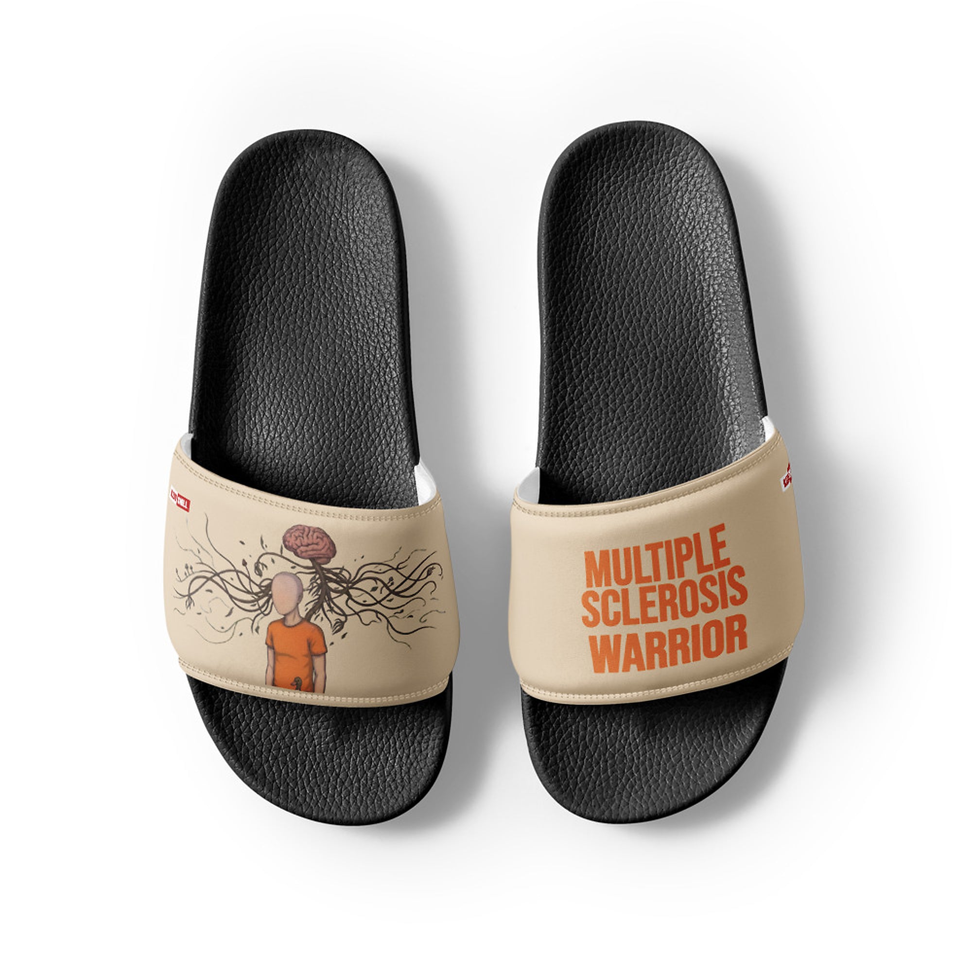 ILLTOCHILL MS Awareness Men's Slides – Flat Front 2 (Ms Awareness Men's Slides)