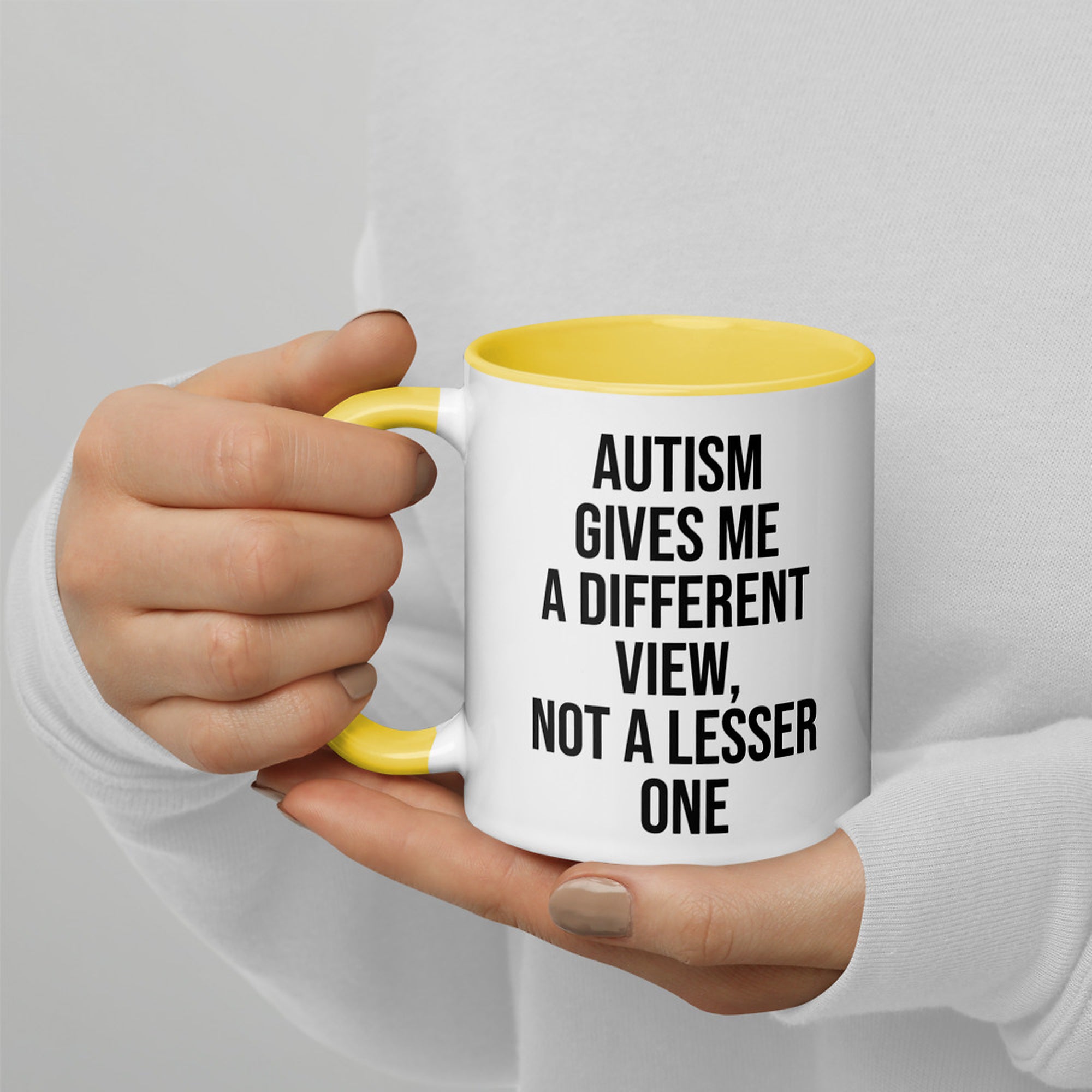 ILLTOCHILL Autism awareness neurodiversity gift Mug with Color Inside – Lifestyle 4 Left