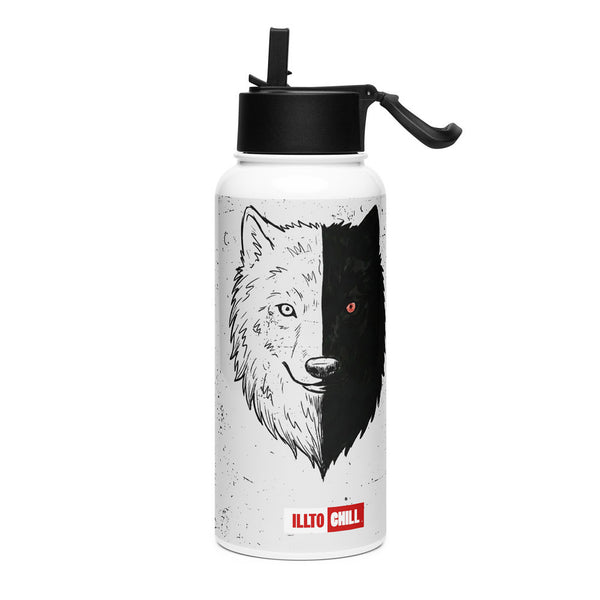 ILLTOCHILL Bipolar disorder gift Stainless steel water bottle with a straw lid – Flat Left