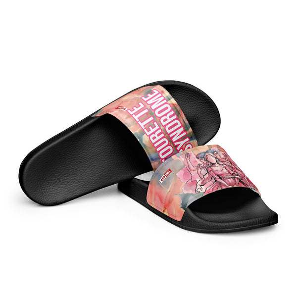 ILLTOCHILL Tourette's Syndrome Awareness Women's Slides – Flat 4 Front (Tourette's Syndrome Awareness Women's Slides)