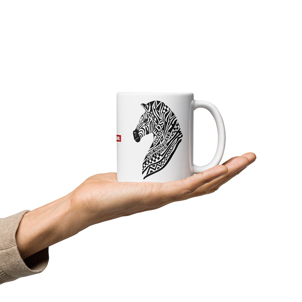 ILLTOCHILL EDS ehler danlos syndrome awareness gift White glossy mug – Lifestyle 2, Premium Handle on Right