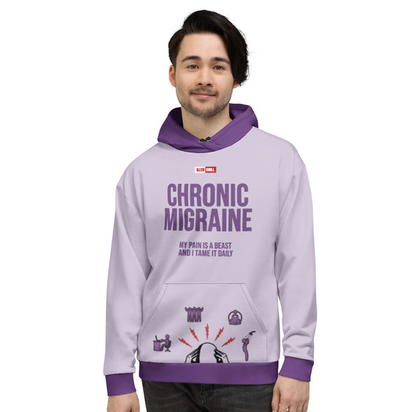 ILLTOCHILL Chronic Migraine awareness and support gift Heavyweight Unisex Hoodie – Men's Front (Black)