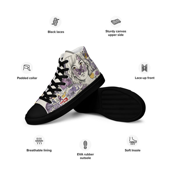 ILLTOCHILL Lupus Awareness Women's High Top Shoes – Product specs Left (Lupus Awareness Women's High Top Shoes)