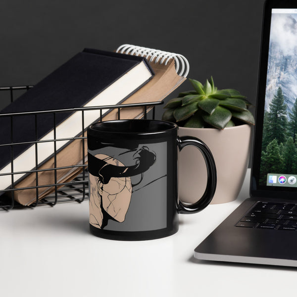 ILLTOCHILL CPTSD awareness Complex Post-Traumatic Stress disorder gift Black Glossy Mug – Lifestyle Handle on Right