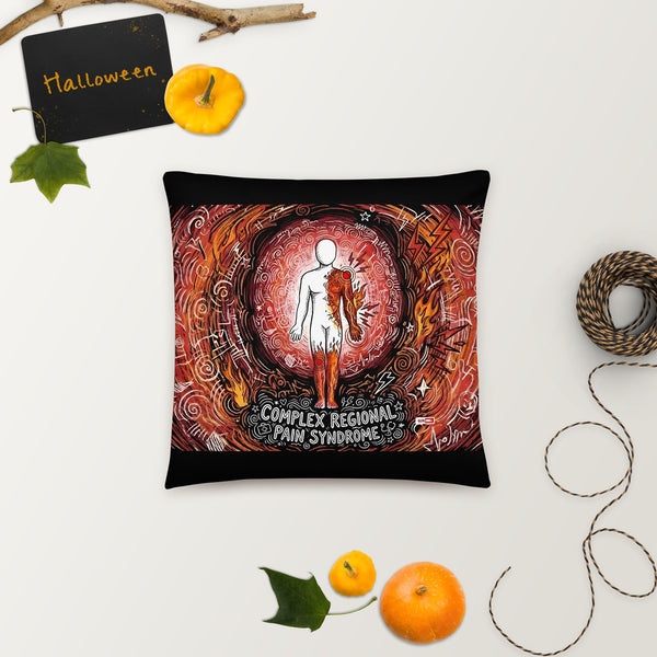 ILLTOCHILL CRPS Awareness Pillow – Halloween Front 2 (Black)