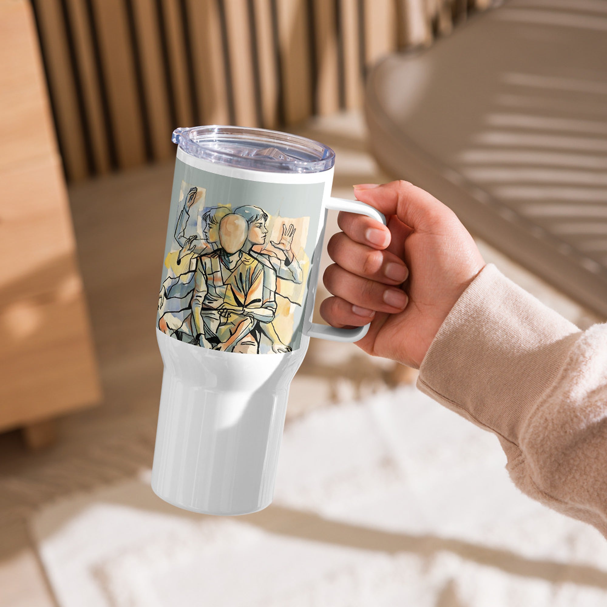 ILLTOCHILL Tourette syndrome awareness TS gift Travel mug with a handle – Lifestyle 7 Left