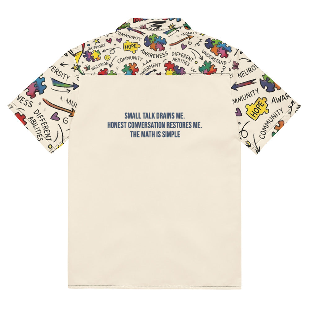 ILLTOCHILL Autism awareness and support Neurodiversity Unisex button shirt – Flat Back (Black)