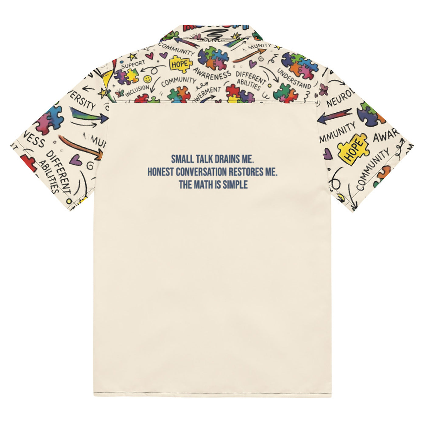 ILLTOCHILL Autism awareness and support Neurodiversity Unisex button shirt – Flat Back (Black)