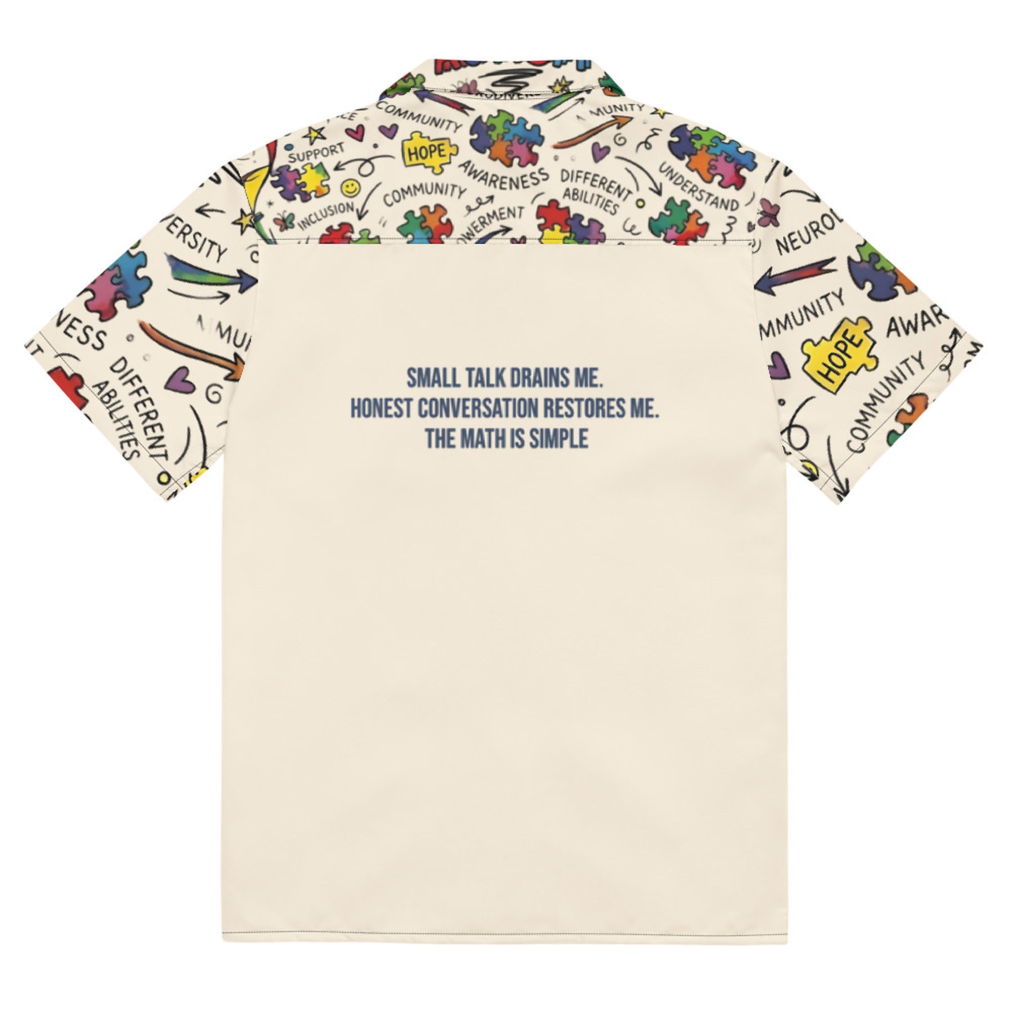 ILLTOCHILL Autism awareness and support Neurodiversity Unisex button shirt – Flat Back (Black)