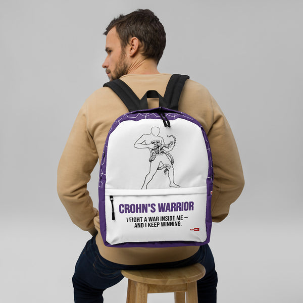 ILLTOCHILL Crohn's Disease Awareness Backpack – Men's Front (Clear)