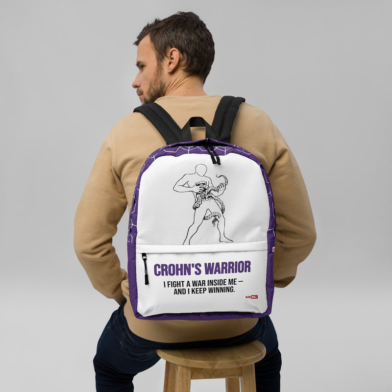 ILLTOCHILL Crohn's Disease Awareness Backpack – Men's Front (Clear)