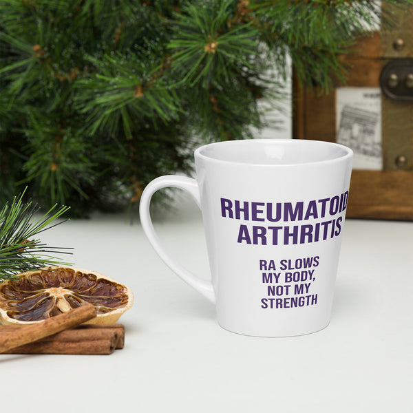ILLTOCHILL RA awareness Rheumatoid Arthritis support gift Latte mug – Lifestyle 3 Left