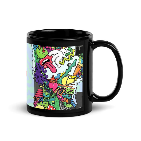 ILLTOCHILL Adhd Attention deficit awareness gift Black Glossy Mug – Flat Handle on Right