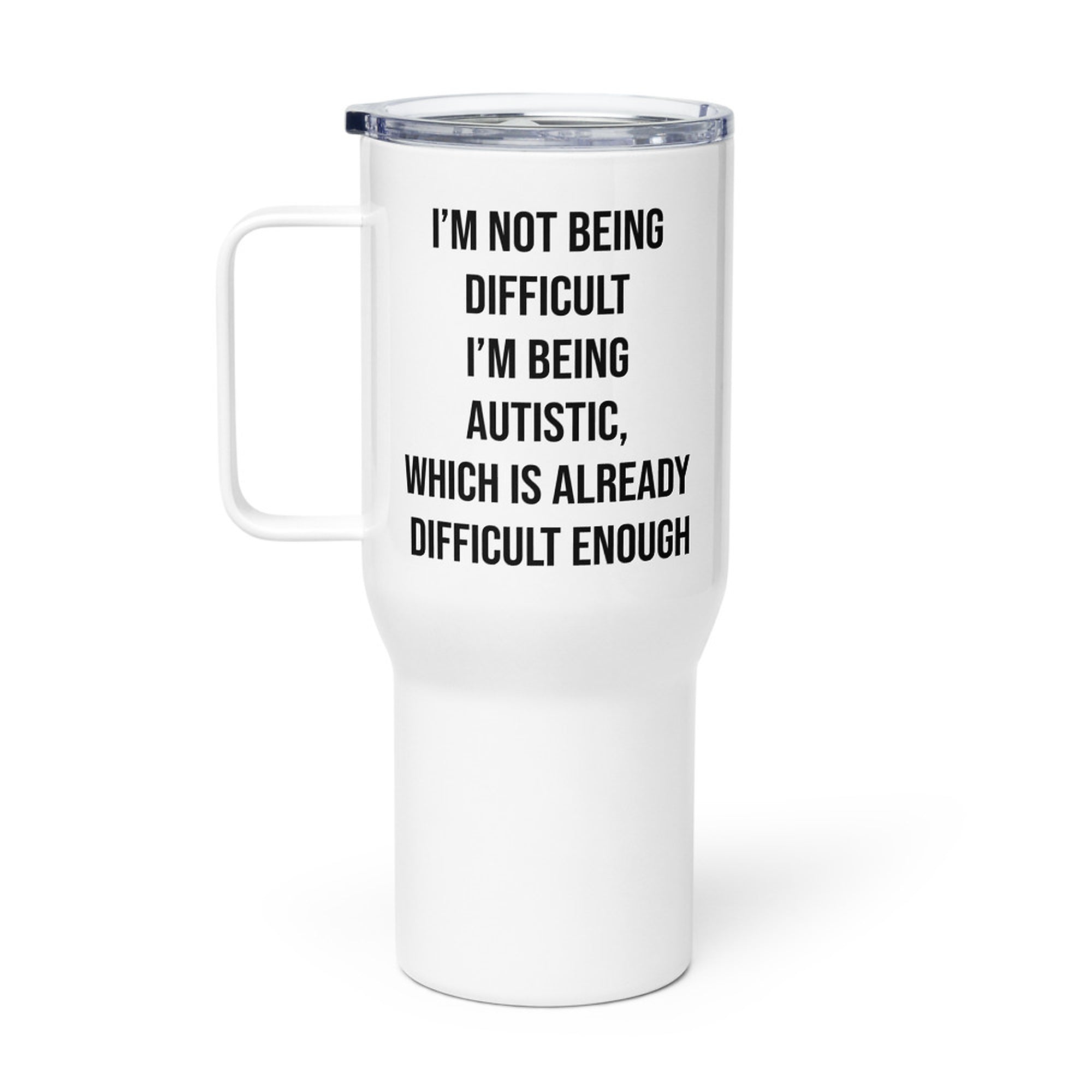 ILLTOCHILL Autism awareness puzzle gift Travel mug with a handle – Flat Right