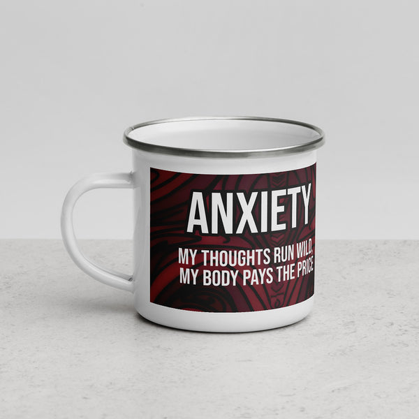 ILLTOCHILL Anxiety awareness gift Enamel Mug – Lifestyle 3 Left