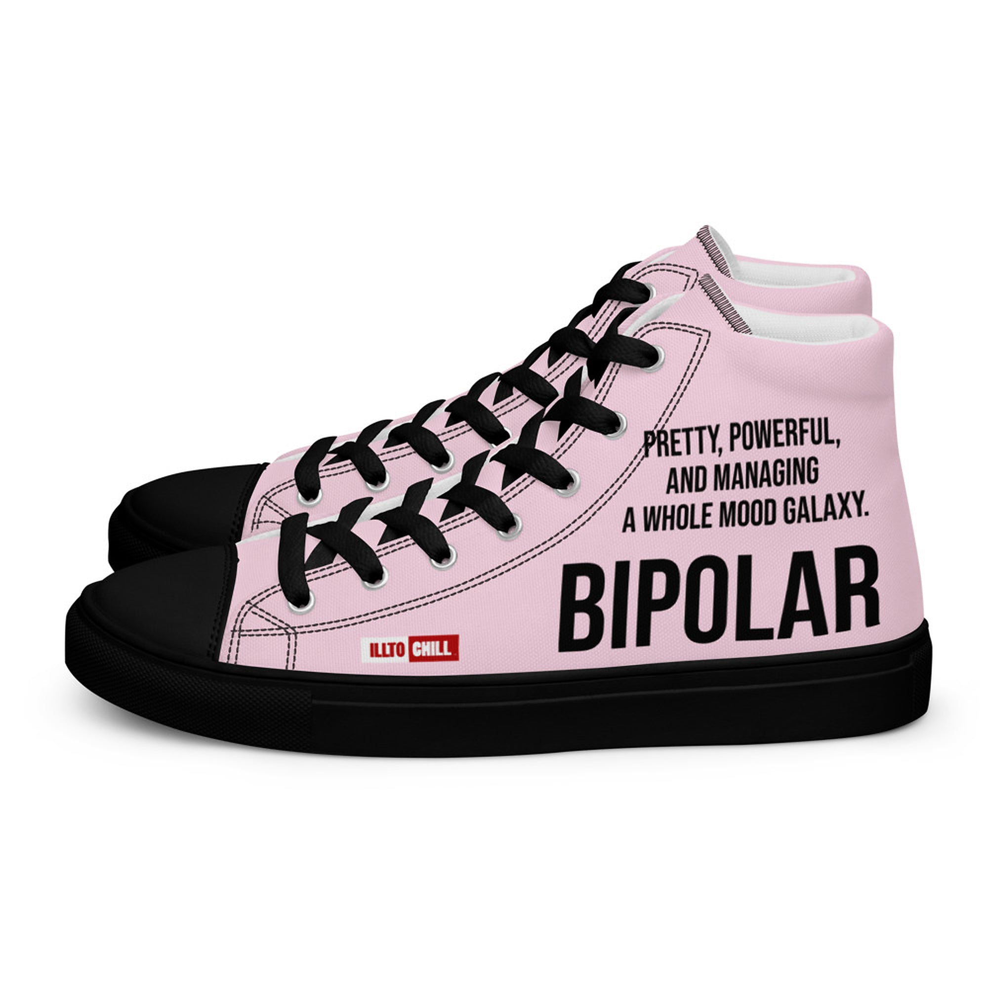 ILLTOCHILL bipolar women high top canvas shoes for mental health awareness and everyday style