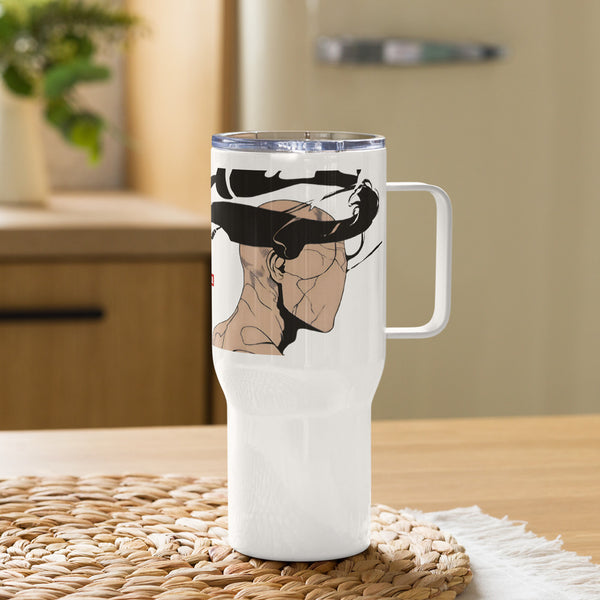 ILLTOCHILL CPTSD awareness Complex Post-Traumatic Stress disorder gift Travel mug with a handle – Lifestyle 2 Left