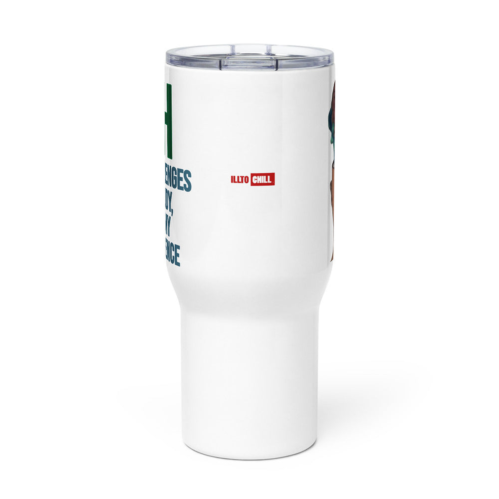 ILLTOCHILL IIH awareness Idiopathic Hypertension support gift Travel mug with a handle – Flat Front