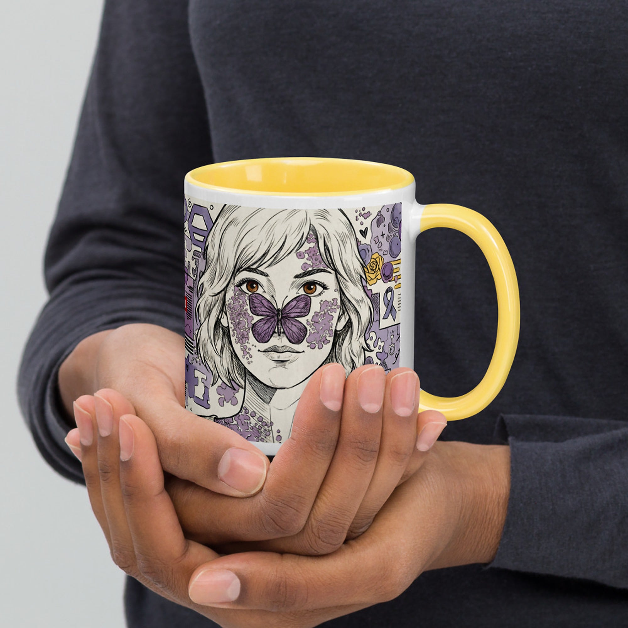 ILLTOCHILL Lupus awareness gift Mug with Color Inside – Lifestyle 3 Right