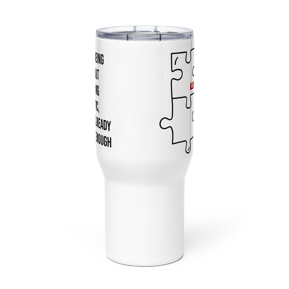 ILLTOCHILL Autism awareness puzzle gift Travel mug with a handle – Flat Front