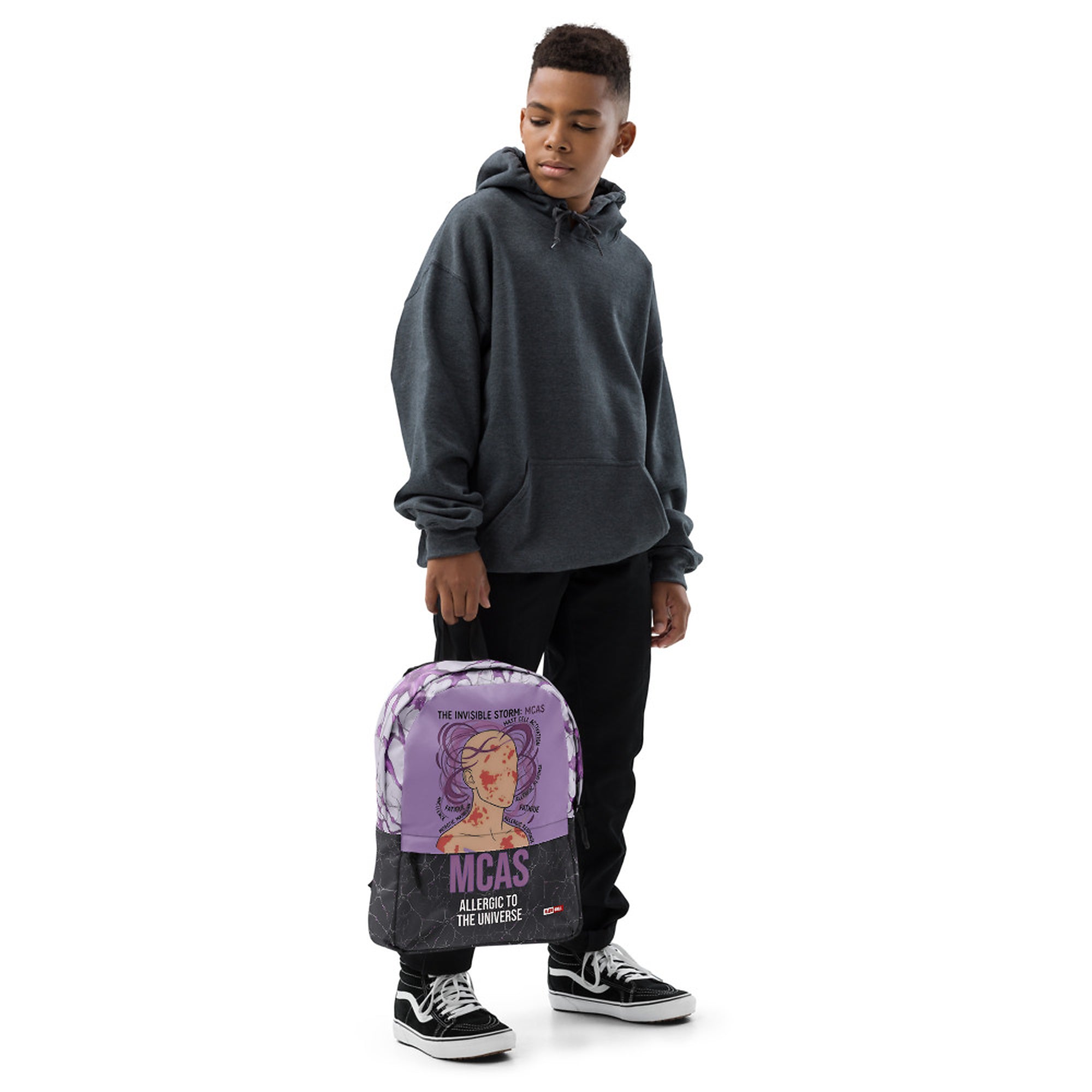 ILLTOCHILL MCAS Awareness Backpack – Boy's Front (Black)