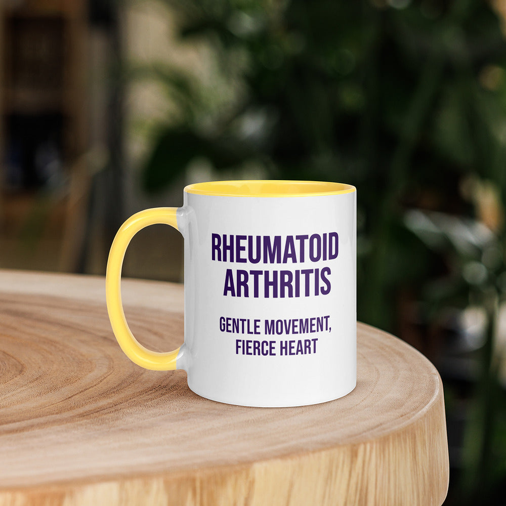 ILLTOCHILL RA awareness Rheumatoid Arthritis support gift Mug with Color Inside – Lifestyle 5 Left