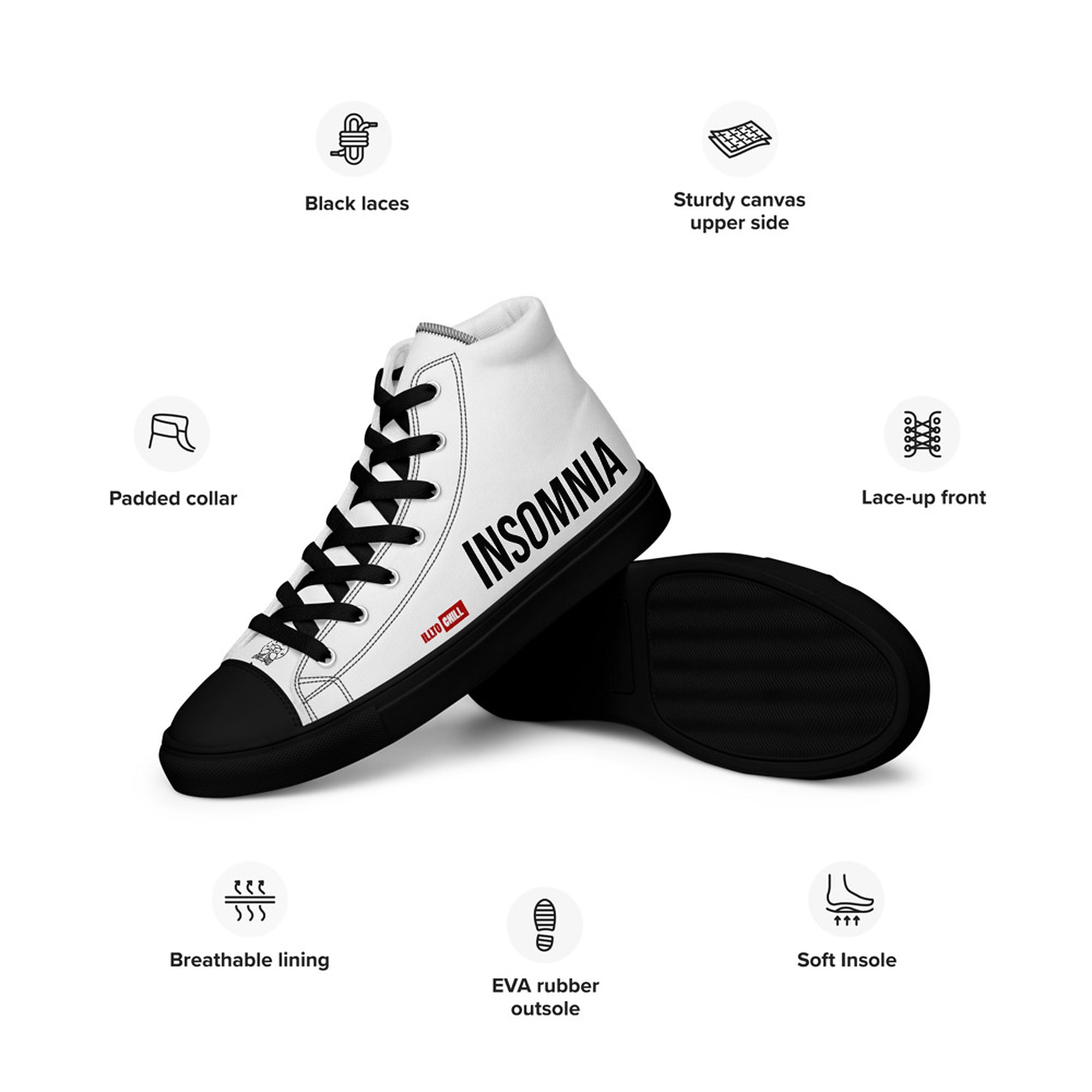 Tired But Awake High Tops – ILLTOCHILL bold footwear