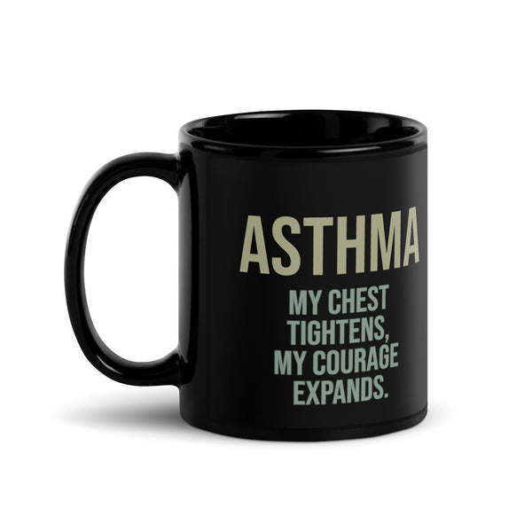 ILLTOCHILL Asthma awareness and support gift Black Glossy Mug – Flat Handle on Left