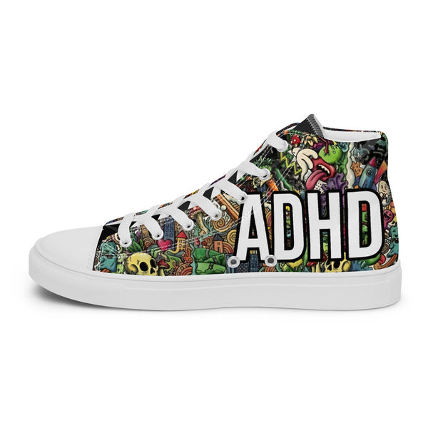 ILLTOCHILL Adhd Attention deficit awareness gift Men’s high top canvas shoes – Flat 2 Right Inside