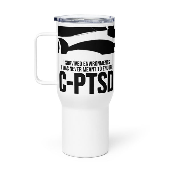 ILLTOCHILL CPTSD awareness Complex Post-Traumatic Stress disorder gift Travel mug with a handle – Flat Right